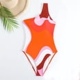 thumbnail image 2 of QHFBli Women's One Piece Swimsuit One Shoulder Bathing Suit Cutout Color Block Swimwear, 2 of 7