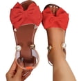 thumbnail image 5 of Crunowin Women's Casual Sandals, Bow Solid Color Round Toe Open Toe Indoor Outdoor Big Size Comfortable Shoes Watermelon Red 9, 5 of 10