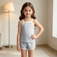 thumbnail image 7 of ZyeKqe Toddler Kids 2 Piece Sets Square Neck Sleeveless Tank Tops Cotton Lightweight Soft Comfy Loungewear Summer Outfits(18-24 Months,Gray), 7 of 7