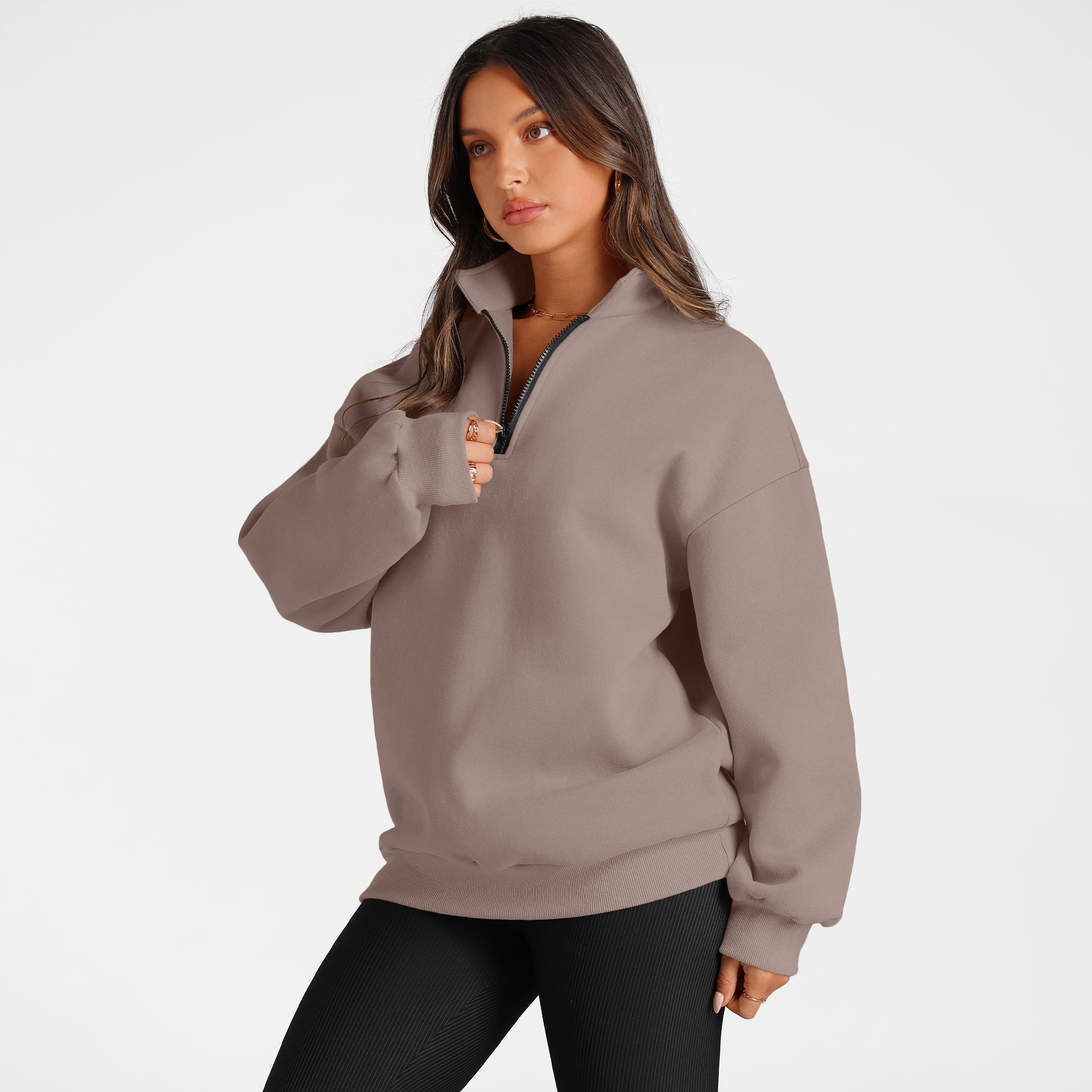 SUNBS Womens Oversized Sweatshirts Half Zip Pullover Fall Fashion Hoodies Loungwear Clothes