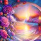 thumbnail image 1 of (JC293) Lleno Diamantes Colorido Mar Rosas Serie Paisajes Diamantes Redondos Pintura Diamantes Resina 30*30CM, 1 of 9