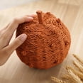 thumbnail image 4 of Orange Hand Woven Pumpkin Decor, Handmade Fall Pumpkin Figurine, Halloween Thanksgiving Tabletop Ornament, Rustic Fabric Pumpkin Decoration for Shelf Mantel Home Party Autumn Decor Gift, 4 of 6