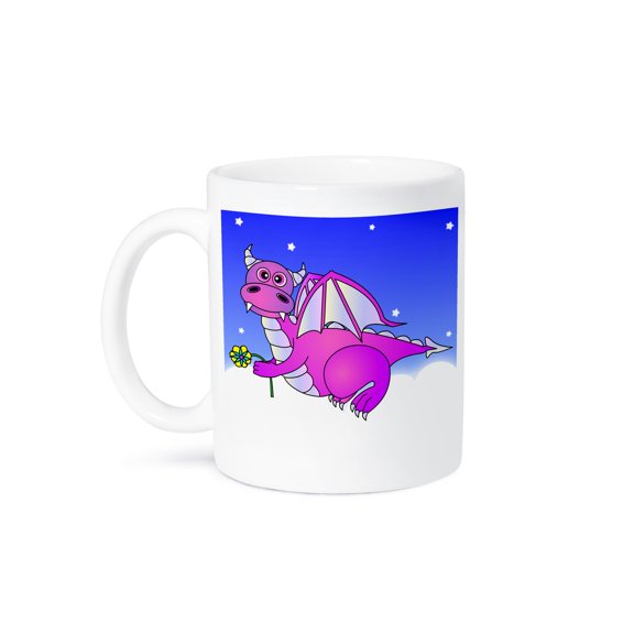 3dRose, Purple Dragon Flying in the Clouds, 11oz Mug