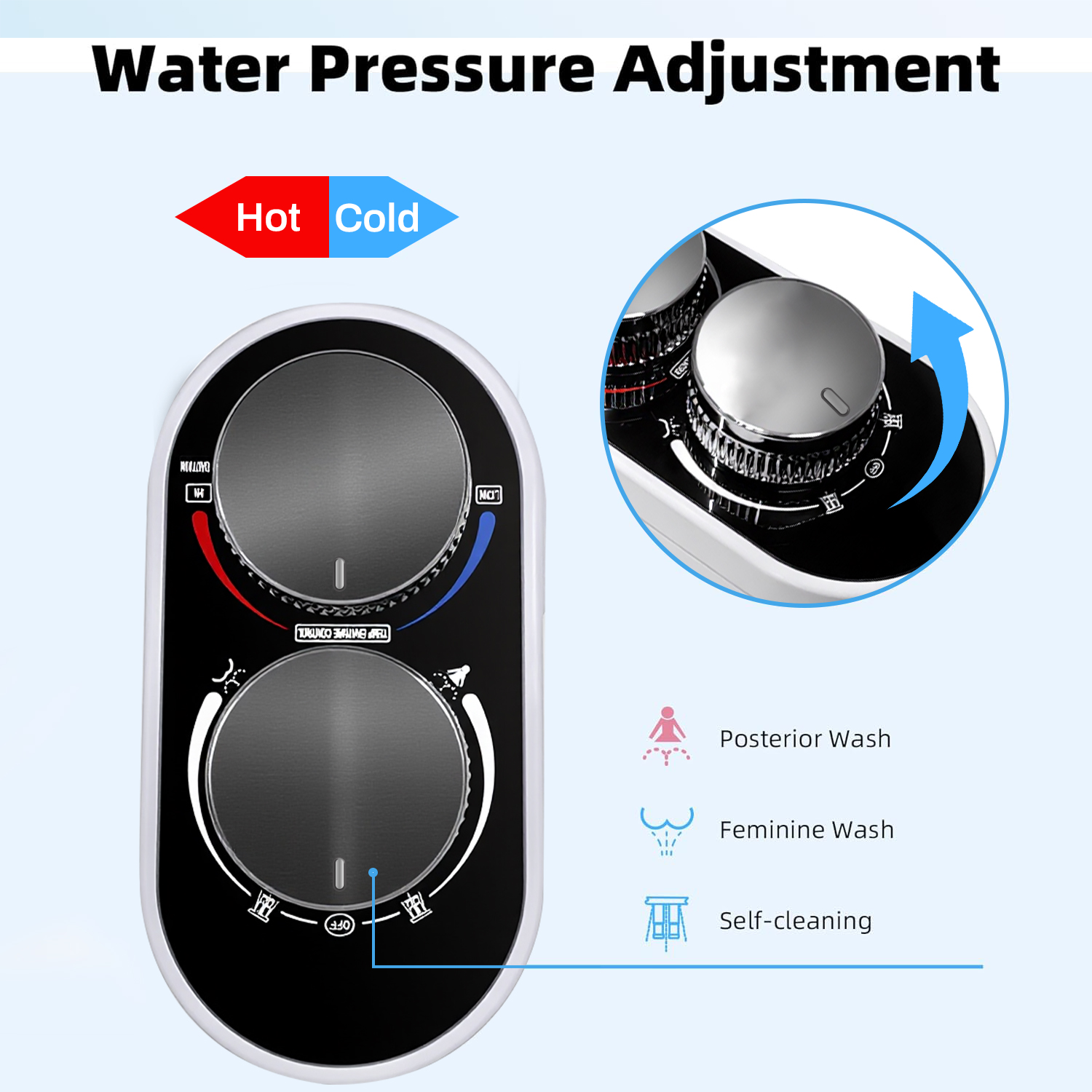 Behome Bidet Attachment for Toilet, Non-Electric Bidet Attachment for Toilet Seat, Easy Install Bidet Toilet Seat Attachment with Adjustable Water Pressure/ Temperature Switch