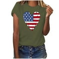 thumbnail image 2 of Fartey Womens American Flag Shirt Independence Day Patriotic T-Shirts Cute USA Flag Heart Graphic Tees 4th of July Short Sleeve Crew Neck Blouses Gifts Clothes Army Green XXXL, 2 of 4