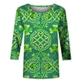 thumbnail image 4 of Levmjia 3/4 Length Sleeve Womens Tops Spring Fall St. Patrick's Day Women's Fashion Printed Tees Casual Crewneck Loose T Shirt Ladies Tops Blouses Shirts, 4 of 5