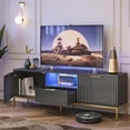 thumbnail image 4 of Bestier 55" LED TV Stand for TVs up to 60" Modern High Gloss Entertainment Center with Drawers Fluted TV Console, Black & Gold, 4 of 8