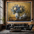 thumbnail image 6 of Blue Porcelain Vase with Roses and Teapot, Serene Vintage Style for Floral Decor Lovers, Still Life Wall Art, Housewarming Gift, Tapestry Wall Hanging for Dining Room and Kitchen, 6 of 7