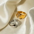 thumbnail image 3 of Stainless Steel Diamond Inlaid Irregular Open Ring Unisex Geometric Titanium Steel Finger Jewelry R2401011, 3 of 6