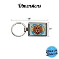 thumbnail image 3 of Brown Labradoodle Head Floral Motif Dog Metal Rectangle Keychain, 3 of 7