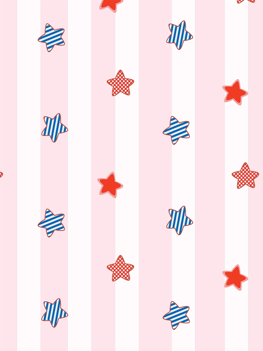 Stars and Stripes Removable Vinyl Wallpaper By Fisher-Price - Pink