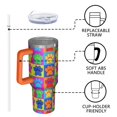 thumbnail image 4 of OBREWU Colorful Dog Paw Footprint Tumbler with Handle and Lid,Colorful Dog Paw Footprint 40oz Double Wall Vacuum Insulated Tumbler,Cups Gift for Women and Men, 4 of 7