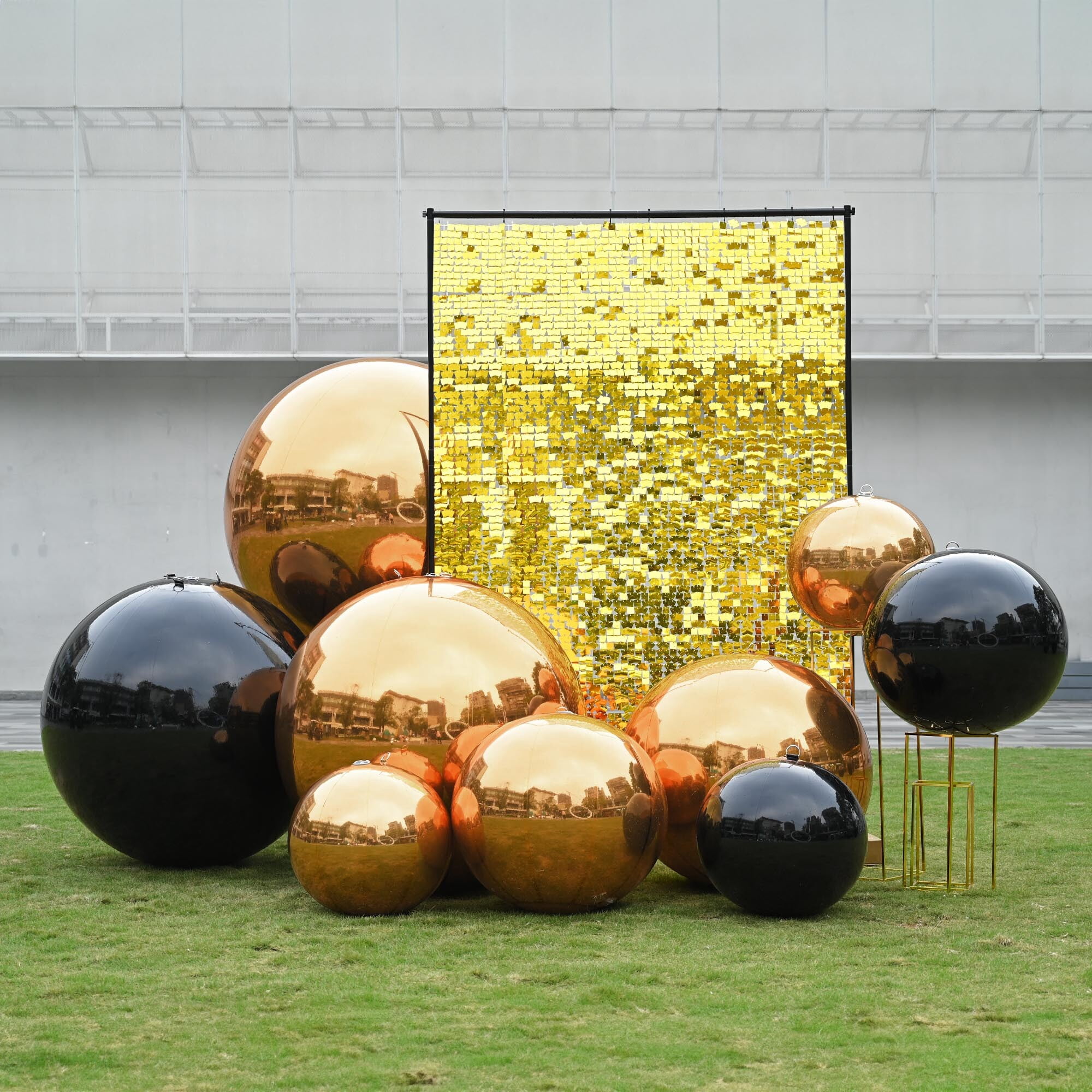 Yescom 20" Big Shiny Inflatable Mirror Ball Giant Reusable PVC Balloon for Large Disco Party Wedding Event Stage Decoration Black