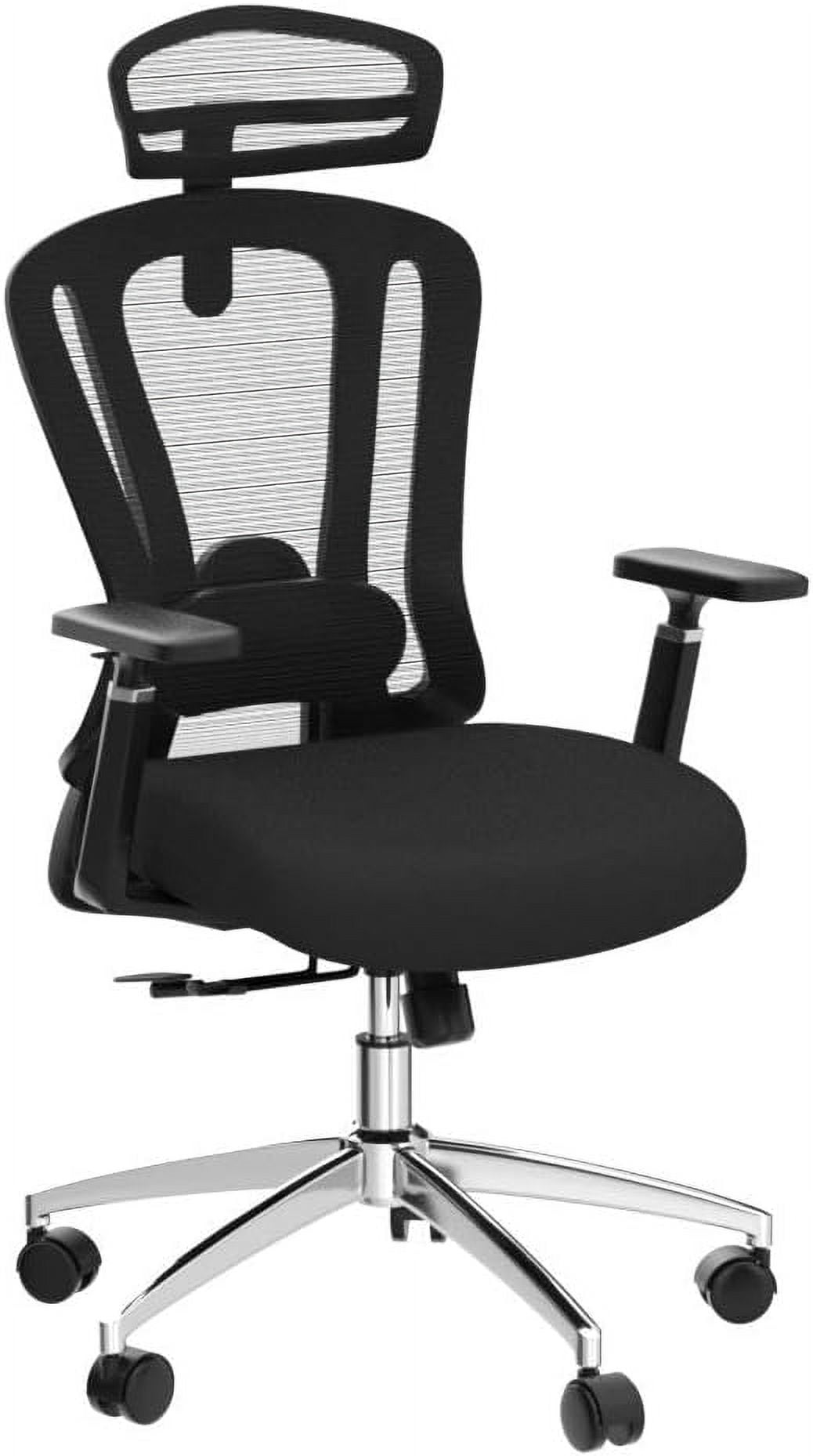 STARY High-Back Ergonomic Office Chair, Computer Desk Chair with Adjustable Seat Depth, 3D Armrests & Headrest, for Home or Office Use, Black