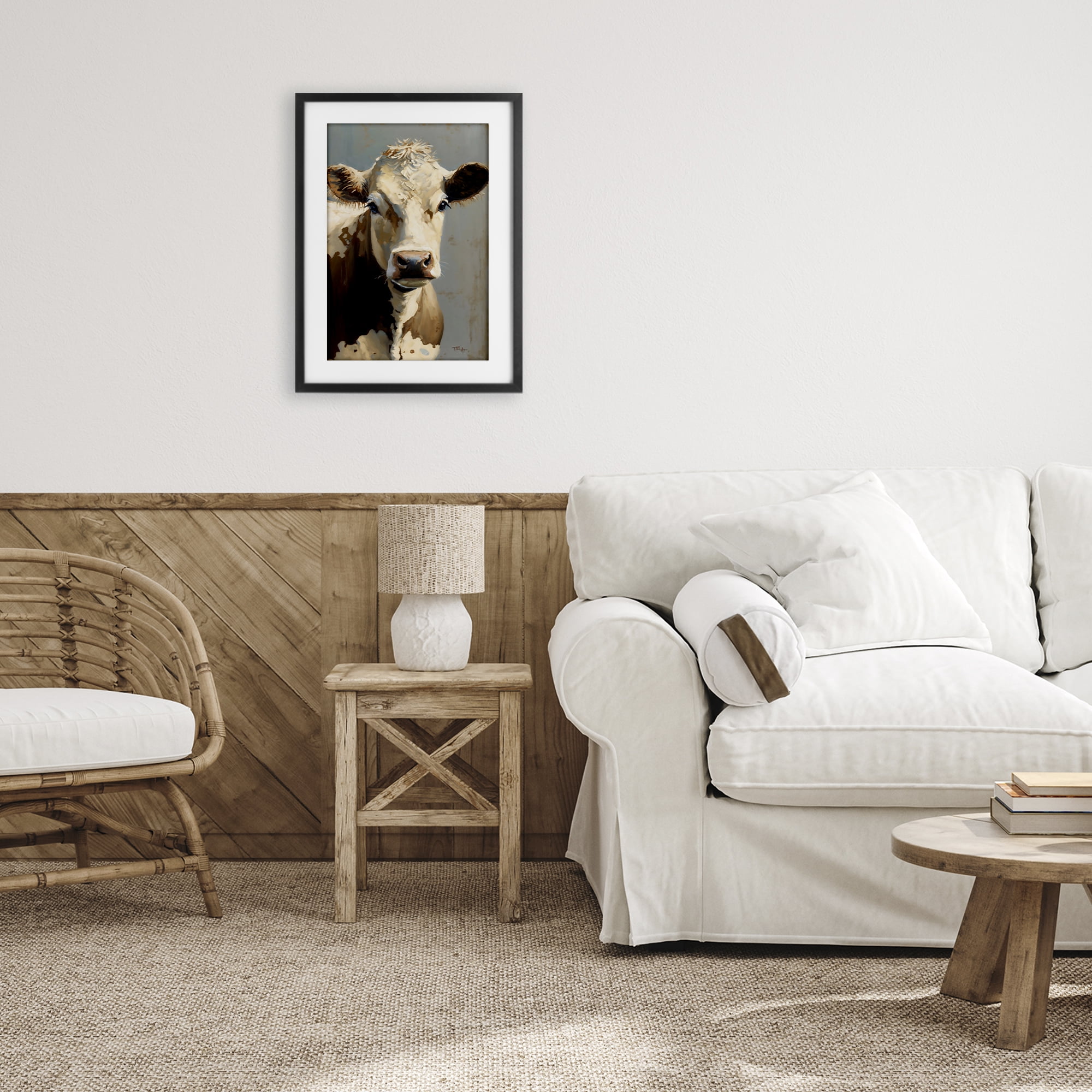 Stupell Industries Farmhouse Cow with Gentle Gaze Black Framed Print Under Glass, design by Creative Studio