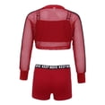 thumbnail image 4 of YUUMIN Kids Girls 3 Pcs Gymnastics Dance Swim Active Sets Mesh Crop Top Sports Bra with Shorts Jazz Hiphop Sweatsuits Red 12, 4 of 5