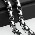 thumbnail image 4 of QQTDFG 5/6/8mm Silver Gold Black 316L Stainless Steel Byzantine Box Chain Mens Necklace-Silver Black-6mm-9inch bracelet, 4 of 7