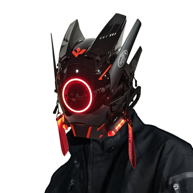 Casco con máscara QAONIE Punk LED para disfraces de Halloween para adultos