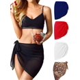 thumbnail image 4 of Gustave Women's Short Sarongs Beach Wrap Sheer Bikini Wraps Chiffon Cover Ups Skirt for Swimwear Swimsuit (Navy), 4 of 4