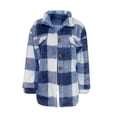 thumbnail image 2 of Tiqkatyck Flannel Jacket, Women's Casual Loose Winter Plaid Lamb Fleece Jacket With Pockets Button Fleece Jacket Winter Coats for Women Shackets for Women Blue L, 2 of 8