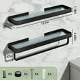 thumbnail image 7 of Cshidworld Bathroom Shelves Glass Floating Shelves with Towel Bar, 15.7" Glass Shelves Wall Rectangular Stainless Steel Tempered Glass for Shelf Sink Over Toilet Bathroom Organizer, Black, 7 of 7