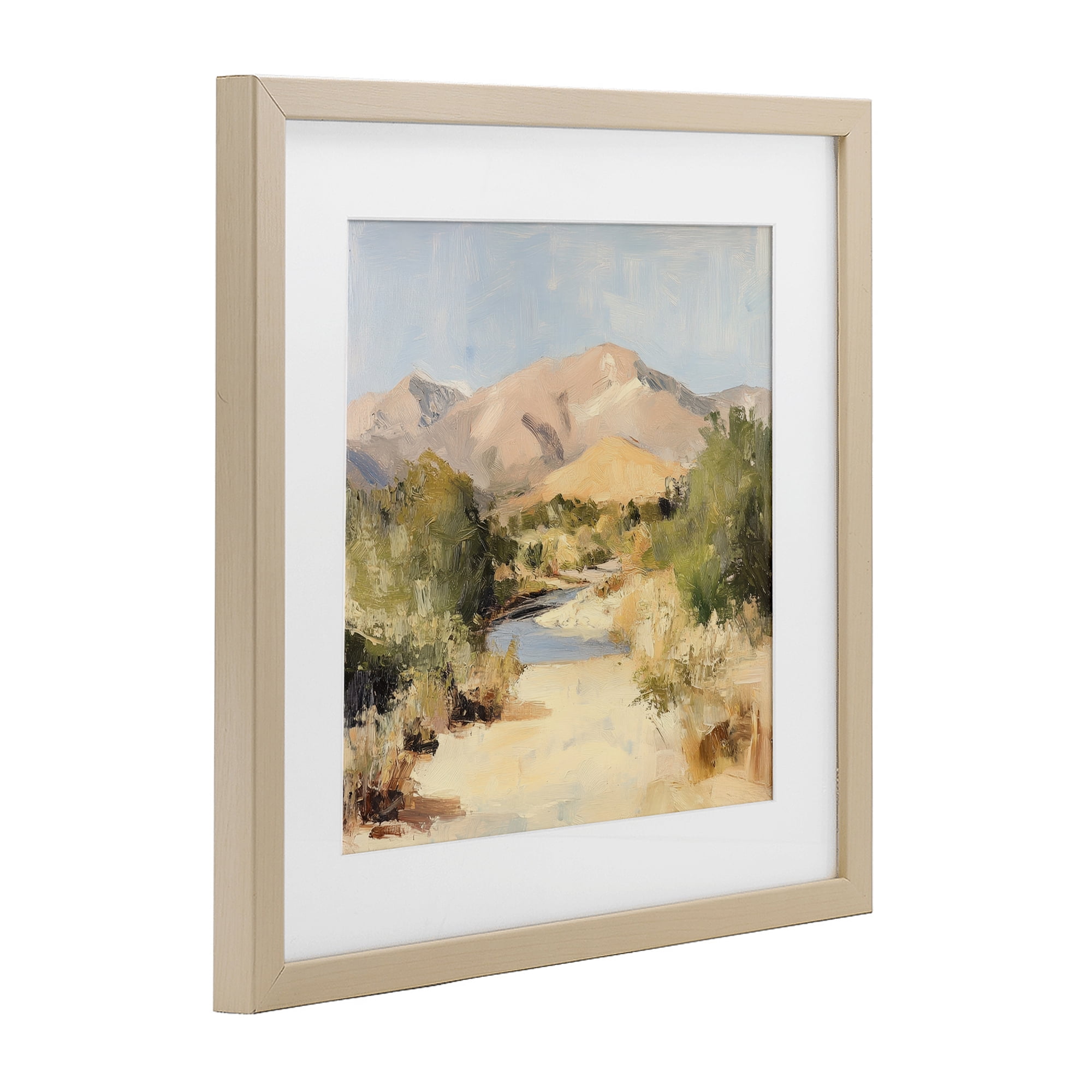 Stupell Industries Beige Desert Mountain Stream Birch Framed Print Under Glass, design by Petal Prints Design