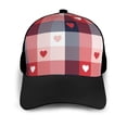 thumbnail image 3 of Naloa Heart Plaid Adult adjustable Print Baseball Hat, Patchwork curved brim baseball capfor Men and Women, One Size, 3 of 5