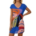 thumbnail image 5 of HUAXUN Women Swimsuits Stylish Floral Print Short Sleeve Cover Up Lightweight Mesh Swimwear Overlay Beach Tunic Y2k Swimsuit V-Neck Flowy Kimono Dress(PrintC,Blue,M), 5 of 5