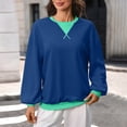 thumbnail image 5 of QIYAGBSA Color Block Crew Neck Tops for Women, Long Sleeve Loose Pullover Sweatshirt with Contrast Detail, Casual Spring Fall Streetwear, 5 of 8