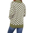 thumbnail image 4 of Liacowi Women Juniors Knitted Sweater Checkerboard Print Long Sleeve Pullover Retro Jumpers Tops Fall Loose Knitwear for Teen, 4 of 9