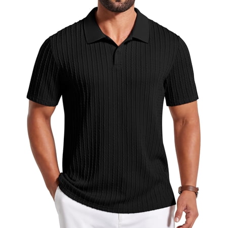 COOFANDY Men s Casual Polo Shirts Old Money Short Sleeve Casual Button Polo T-Shirt Summer Collared Golf Shirt