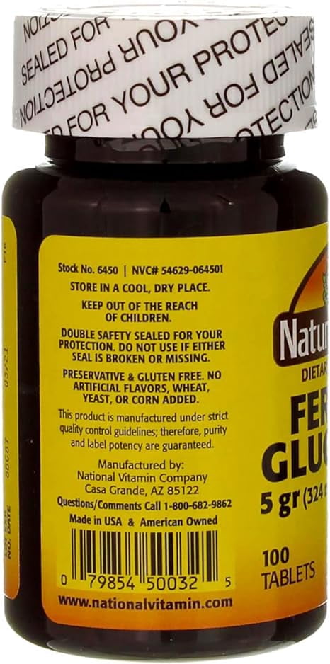 Nature's Blend Ferrous Gluconate Tablets 324 Mg, 100 Count (Pack Of 2)
