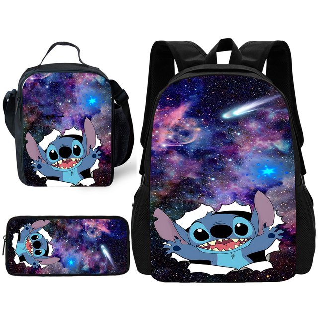 Conjunto de 3 piezas de anime para niños y niñas, mochila escolar de puntada para parejas, con fiambreras, bolsas de lápices, el mejor regalo