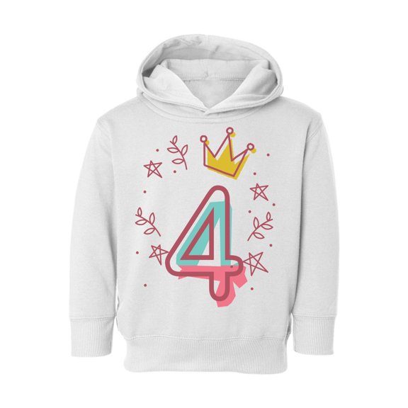 Awkward Styles 4th Birthday Toddler Hoodie I'm Four Cute Crown Pink Fleece Hooded Sweatshirt for Kids