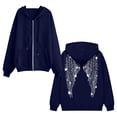 thumbnail image 6 of Wxolcjlv Womens Rhinestone Angel Wing Print Zip Up Hoodies Long Sleeve Outerwear Tops, 6 of 6