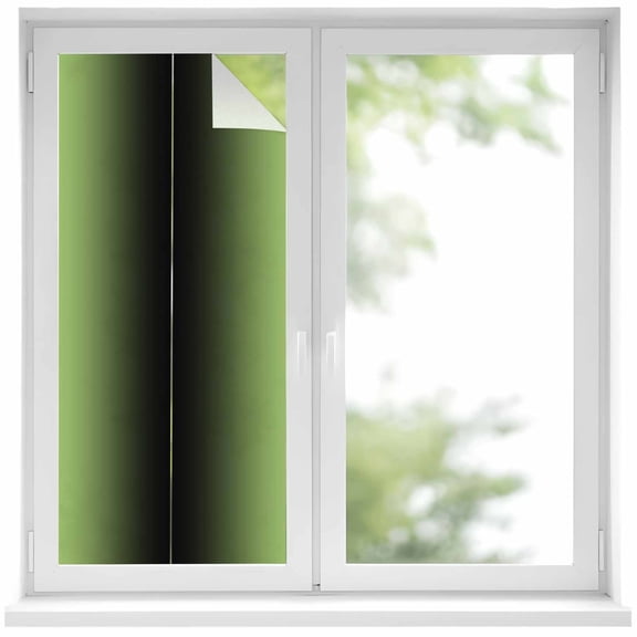 Dark Sea Green Black Ombre Window Privacy Film, Modern Gradient Abstract Art Static Cling UV Sun Blocking Heat Control Window Tint, Non-Adhesive One Way Windows Privacy Cover 19.6''x39.3''