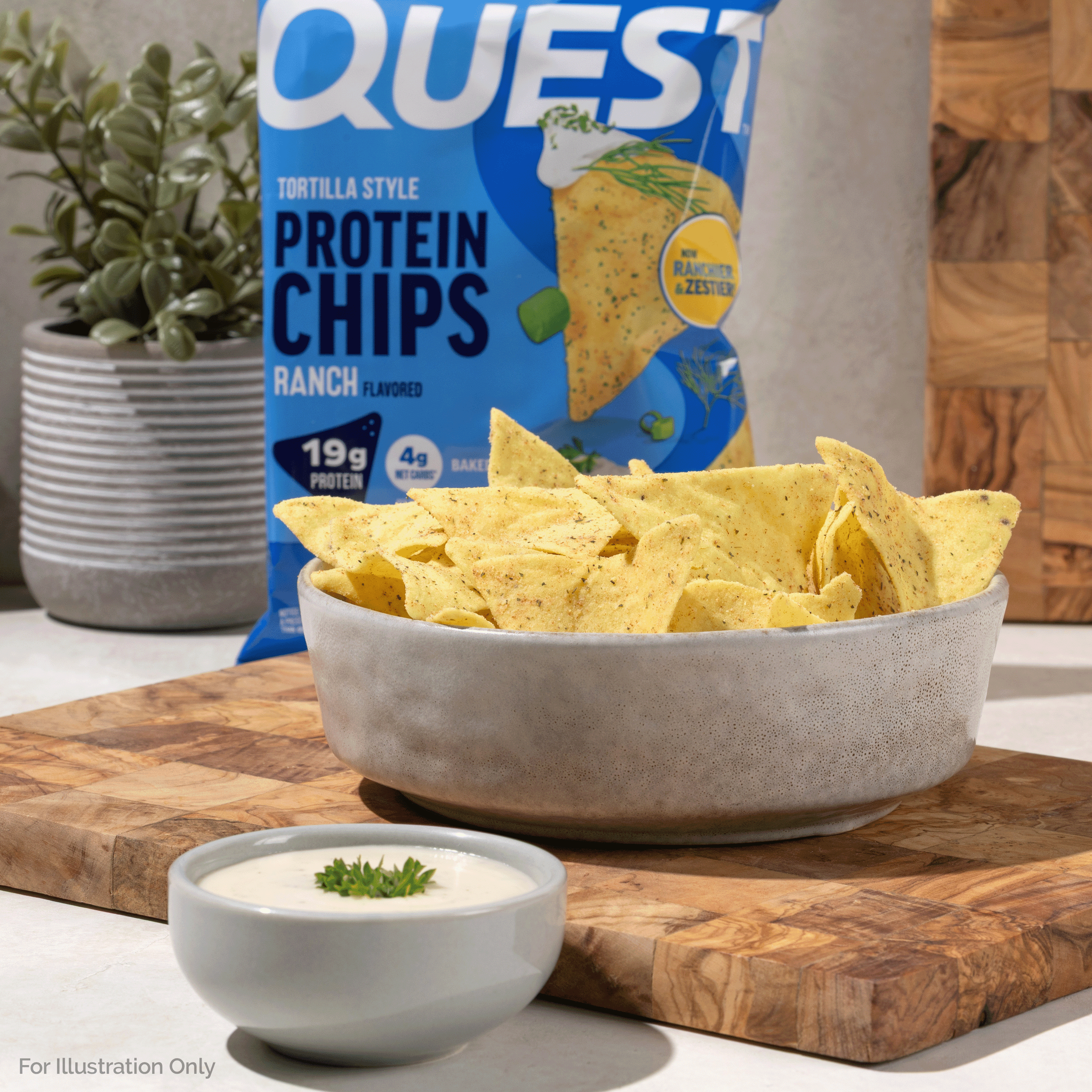(4 pack) Quest Tortilla Style Protein Chips with 19g of Protein, Ranch Flavor, 1.1 Oz, Single