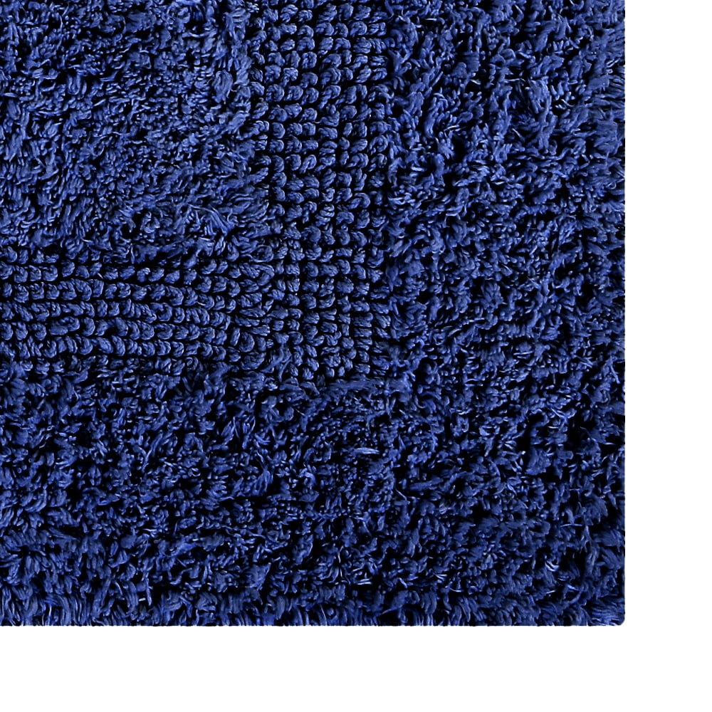 Better Trends Premium 2 Piece Bathroom Rug Set 100% Cotton, Extra Soft Tufted Bath Mat, Water Absorbent & Reversible Mat, Navy Lux Collection