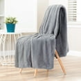 thumbnail image 2 of Chanasya Stripe Textured Softest Faux Fur Throw Blanket - Elegant Super Soft Cozy Luxury Plush Faux Fur with Reverse Mink Blanket for Bed Couch and Living Room Décor (50x65 Inches) Gray Blanket, 2 of 5