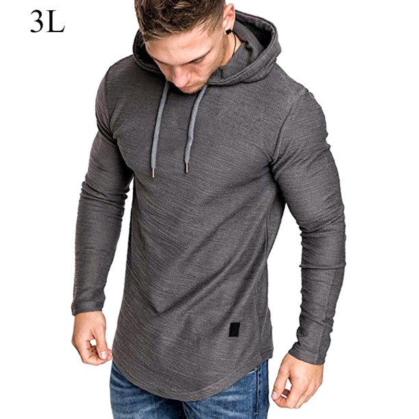 Guardurnaity Sudadera con capucha de algodón para hombre, suéter de manga absorbente de sudor, sudadera con capucha, suéter de manga larga con Sudaderas y sudaderas con capucha 3XL,Gris