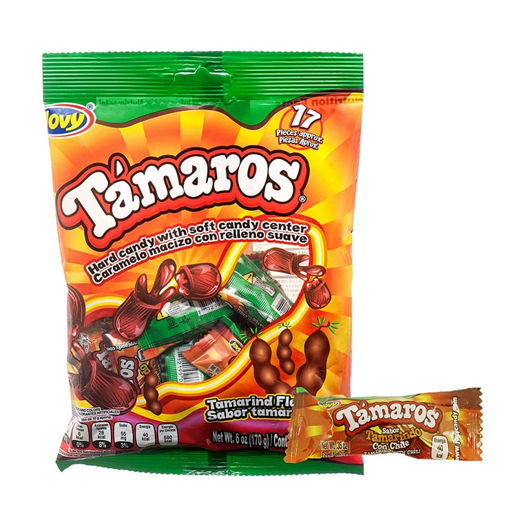 Jovy Tamaros Tamarind Flavor Mexican Candy 24 x 6 oz. Bags
