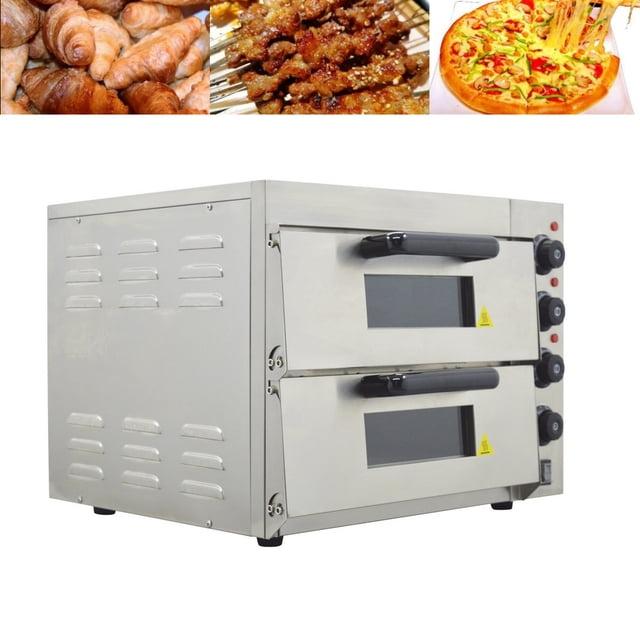 EQCOTWEA Four Électrique à Deux Étages pour Pizza Commerciale Four à Pain en Acier Inoxydable 3KW