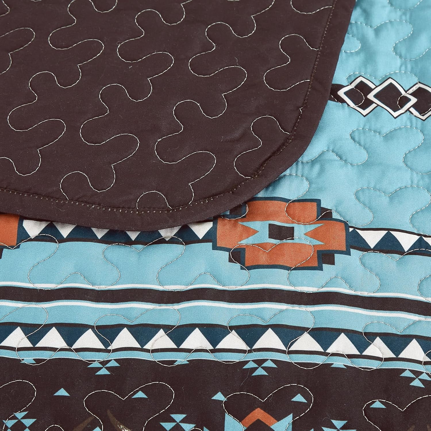 Chezmoi Collection Boone 3-Piece Southwestern Cowboys Rodeo Quilt Set King, Multicolor Blue Brown Beige Clay Printed Microfiber Lightweight Bedspread Set for All season