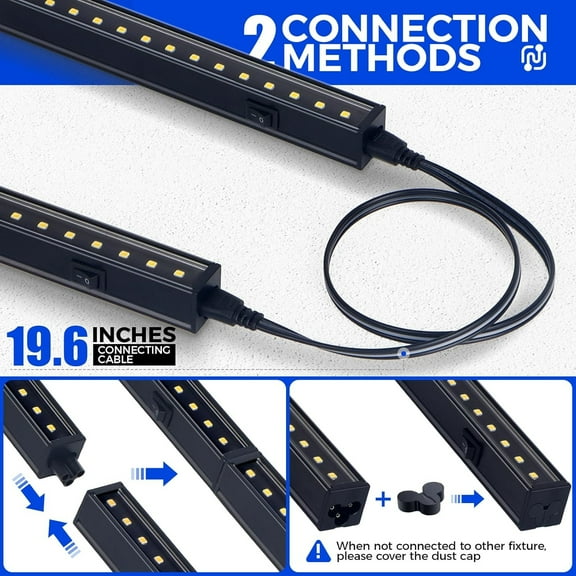 T5 Grow Lights for Indoor Plants, 2FT 5000K Full Spectrum LED Grow Light with Black Cover, T5 Grow Light Strip, Under Cabinet Plant Light with Switch Cord, Linkable, Plug and Play, 4 Packs