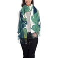 thumbnail image 4 of Foulard à Franges pour Femmes, Feuillage Vert Tropical Long Châle, Léger et Chaud, 4 of 6