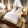 thumbnail image 4 of Butterflies Bed Runner for Cal King Size Bed, Spring Purple Butterfly Falling Leaf Plant Silhouette Soft Bedding Scarf Bedding Protector Slipcover Sofa Throw for Bedroom Hotel Guesthouse, 4 of 8