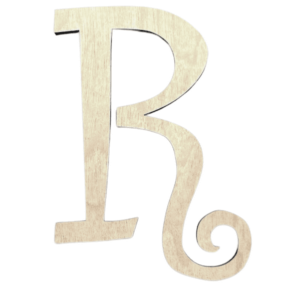 Krafty Supply - 3" Tall Birch Letter R | 1/4" Birch Plywood |Curlz|Wooden Letter|Craft Alphabet Initials