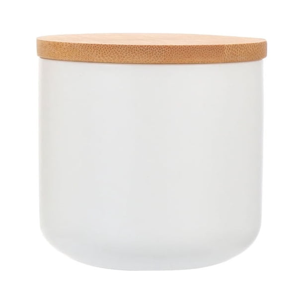 Lata de cerámica para té, recipiente hermético para té, tarro hermético para granos de cocina con tapa de bambú