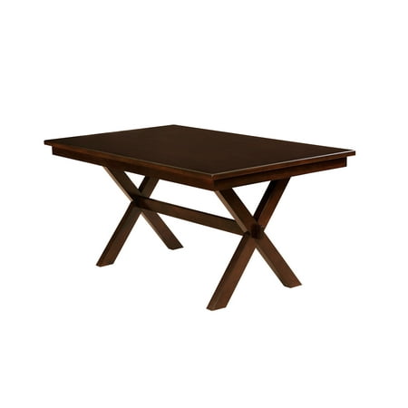- Rectangular Solid Wood Dining Table with Trestle Base, Dark Cherry Brown