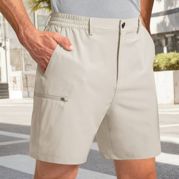 Golf Shorts for Men with Pockets Casual Lightweight Elastic Waist Straight Leg Solid Color Breathable Athletic Workout Cargo Short